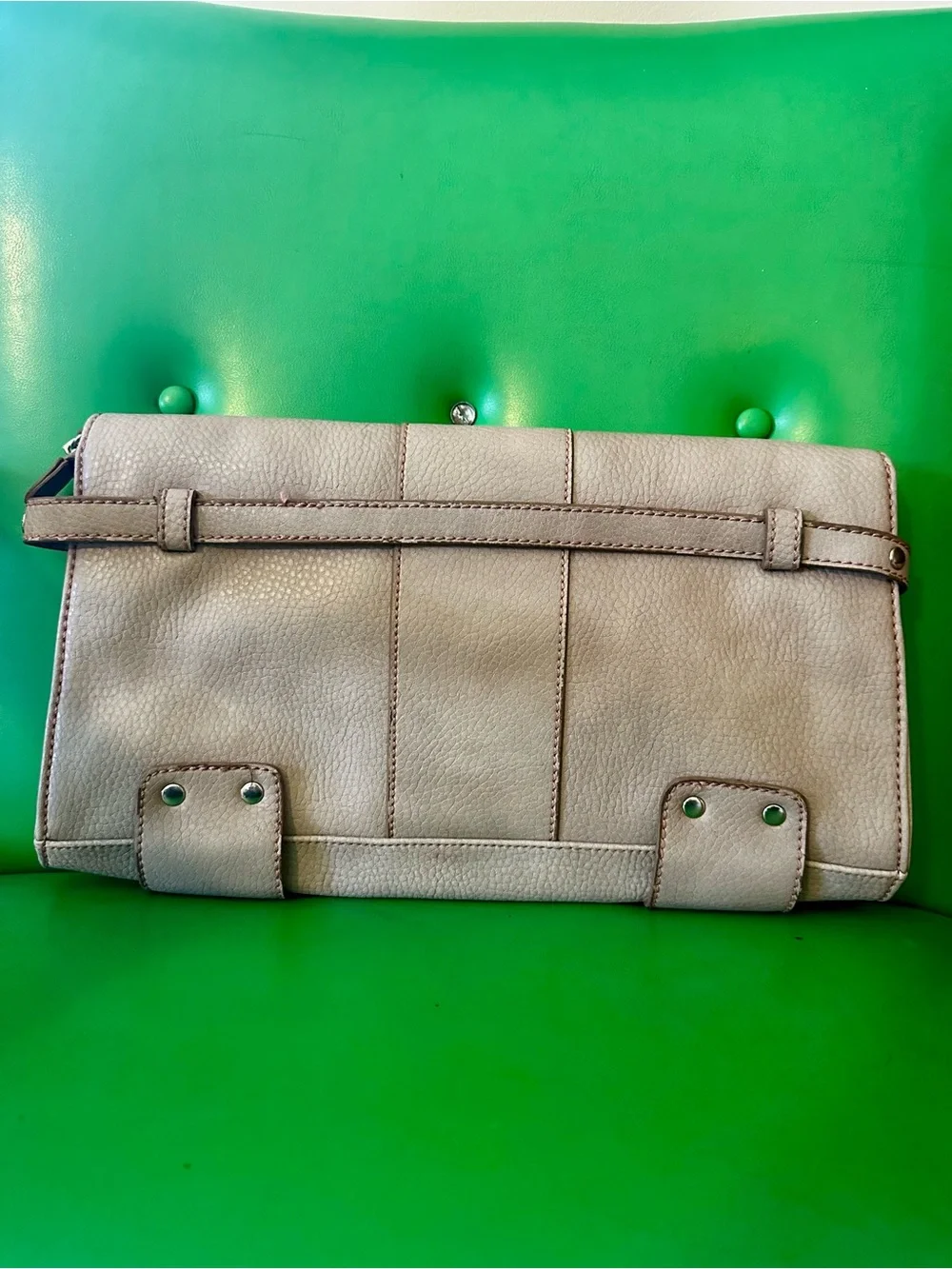 Chinese Laundry Taupe Vintage Buckle Clutch - Picture 7 of 10